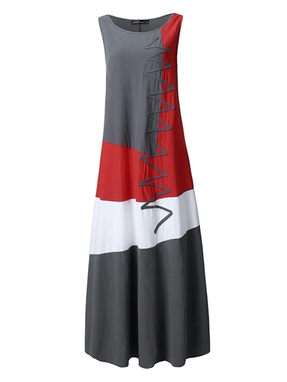 Women’s Color Block Retro Long Dress